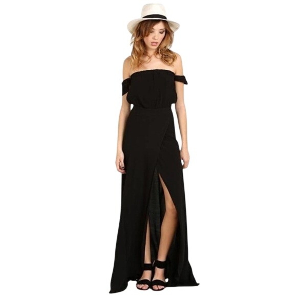 Flynn‎ Skye Bella Off the Shoulder Maxi Dress Black S